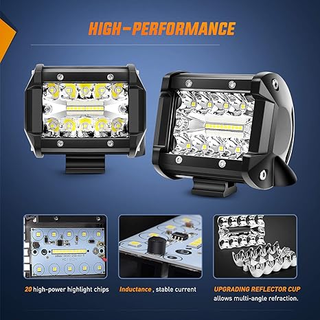LED Light Bar 2PCS 60W 4 Inch Flood Spot Combo