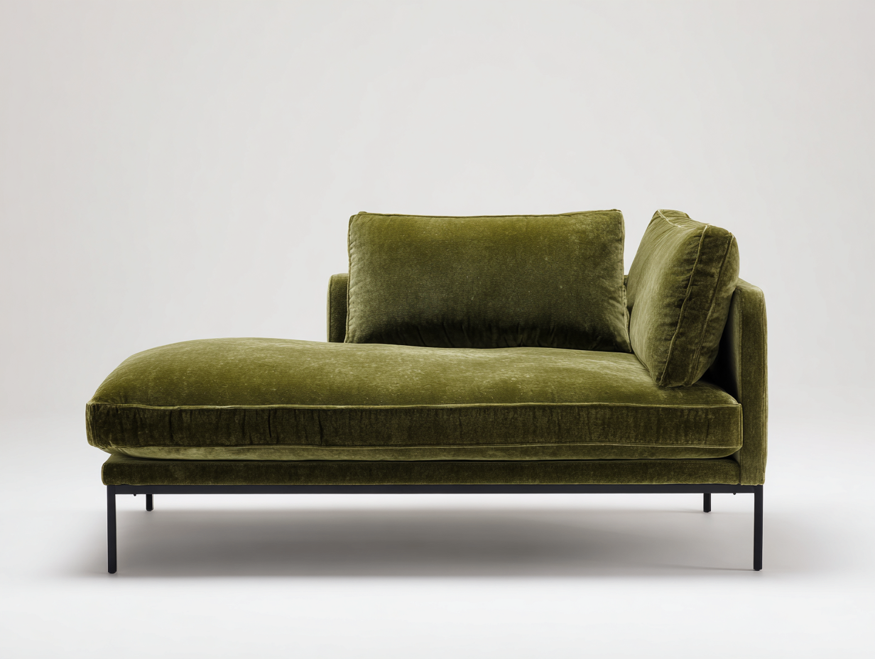 Chaise longue velours 168x90x82 cm - vert - style moderne