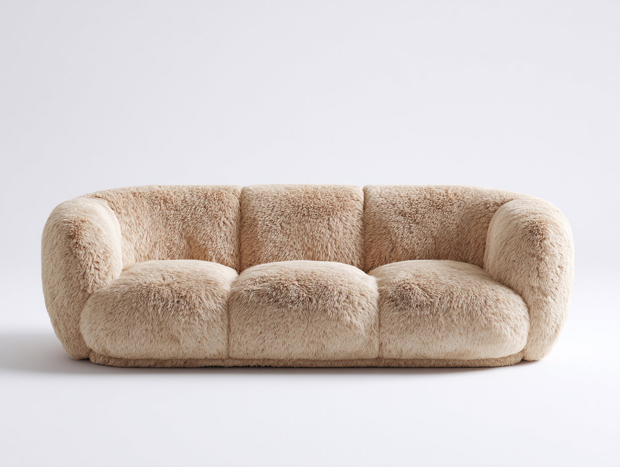 Canapé 3 places tissu peluche 200x95x80 cm - beige - design moderne