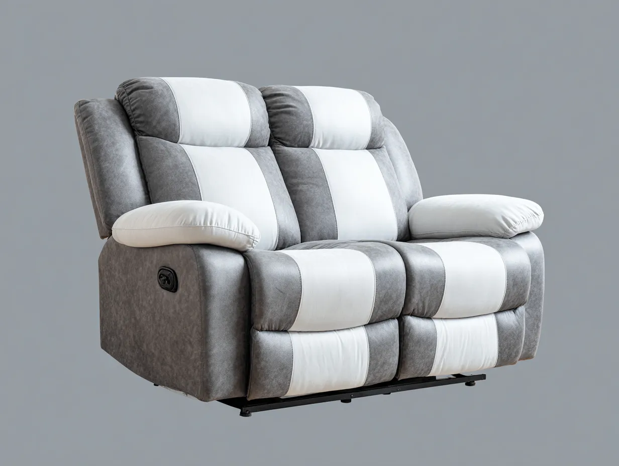 Canapé 2 places similicuir 168x95x100 cm - gris/blanc - style moderne