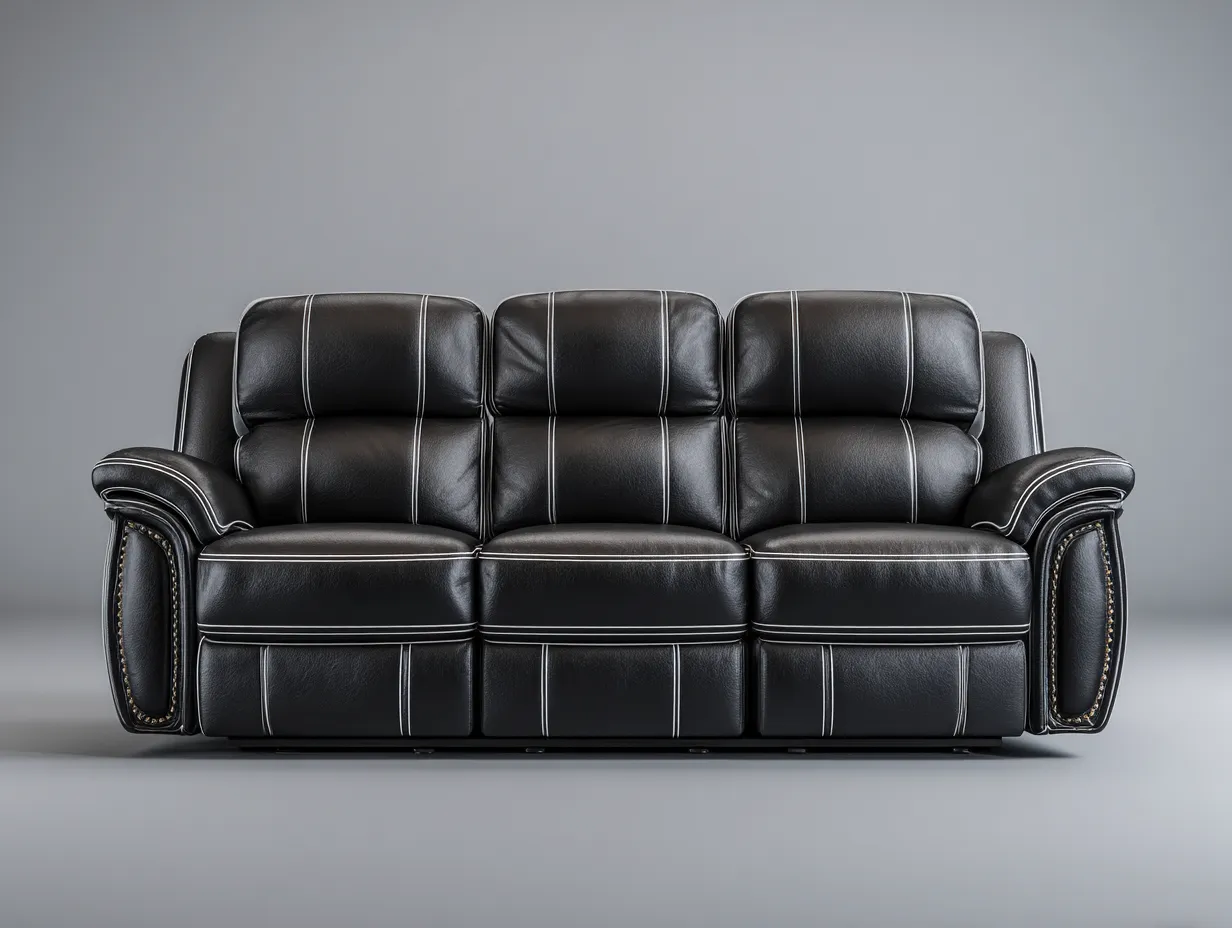 Canapé 3 places similicuir 208x100x102 cm - noir - style moderne