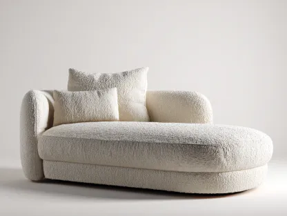Chaise longue en tissu bouclé 168x92x84 cm - blanc - design moderne