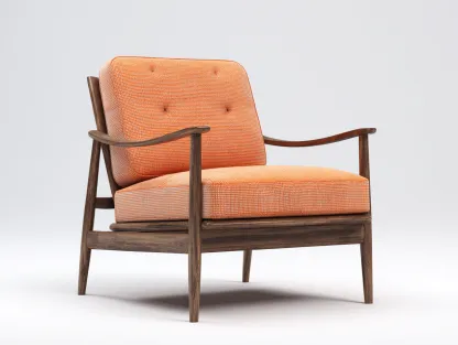 Fauteuil en tissu et bois 72x78x86 cm - orange - style moderne