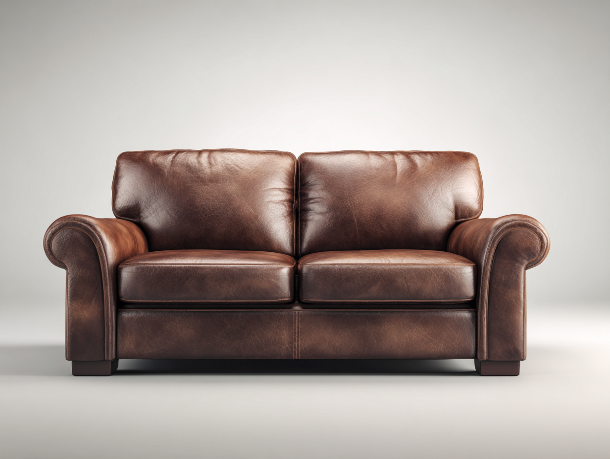 Canapé 2 places cuir 175x95x92 cm - brun foncé - style classique