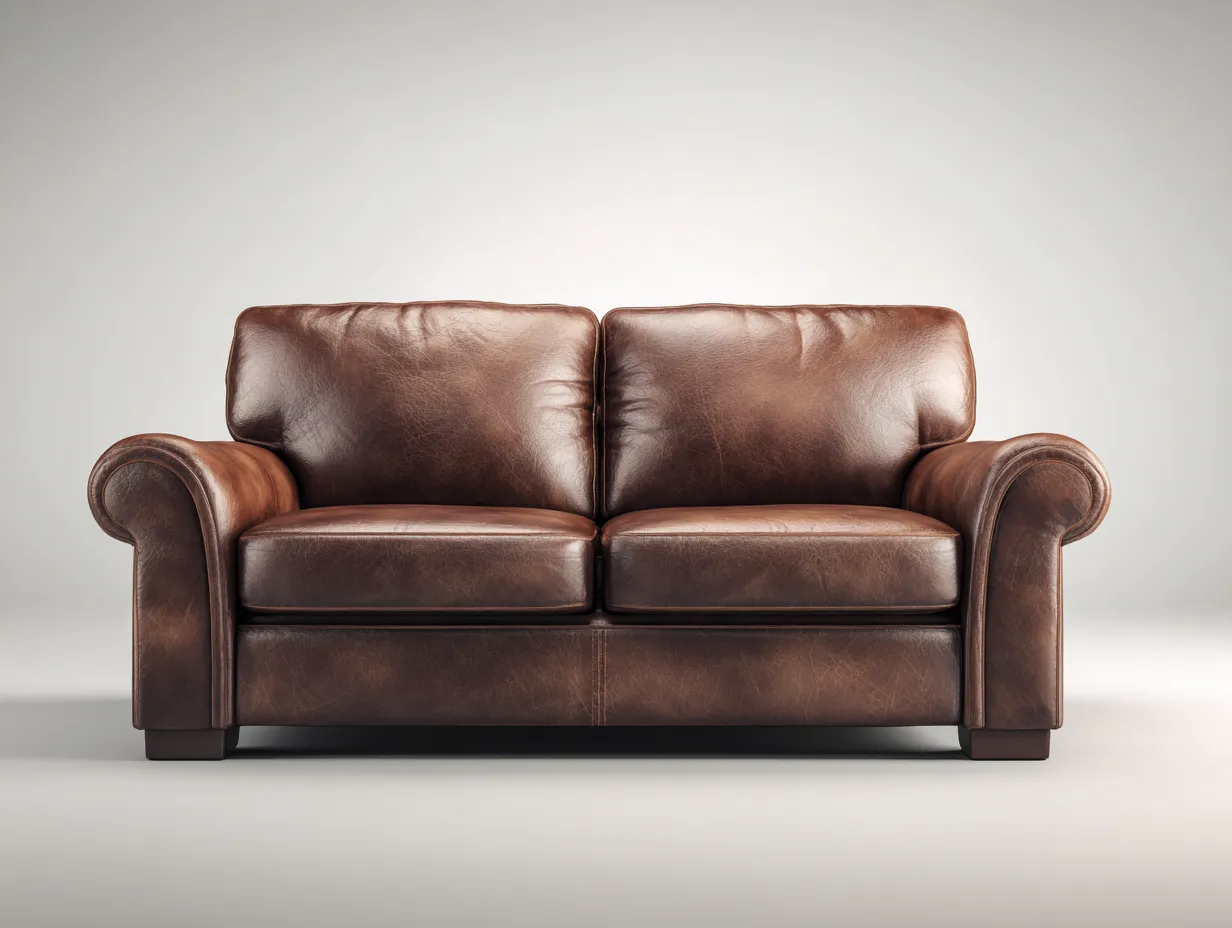 Canapé 2 places cuir 175x95x92 cm - brun foncé - style classique