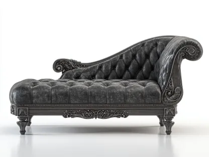 Chaise longue en velours 175x80x88 cm - gris - style classique baroque