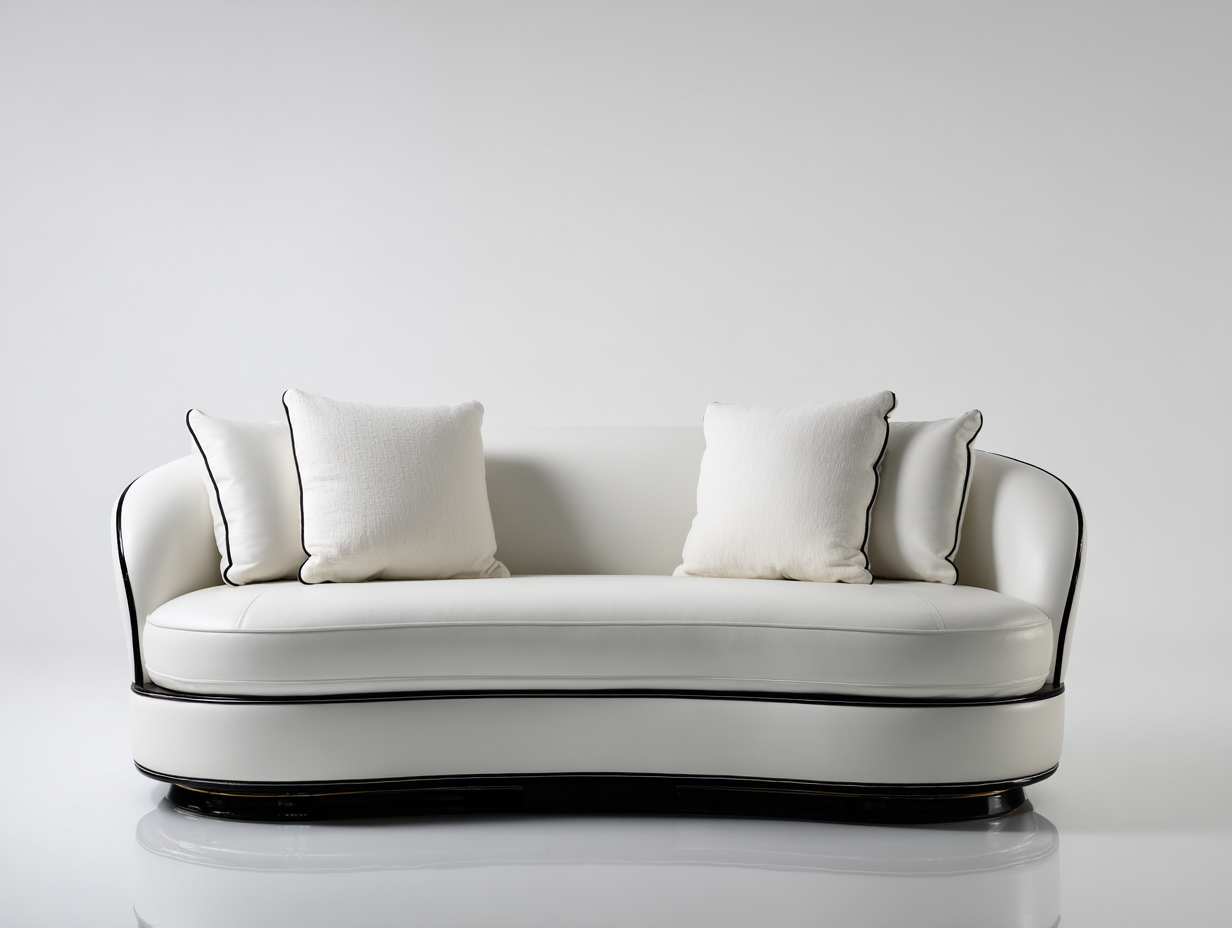 Canapé 2 places cuir 165x90x92 cm - blanc/noir - style moderne