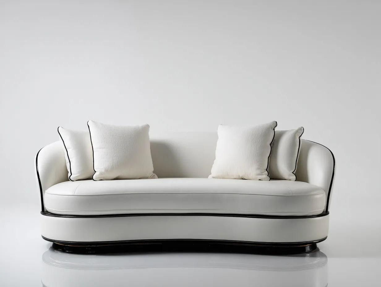 Canapé 2 places cuir 165x90x92 cm - blanc/noir - style moderne