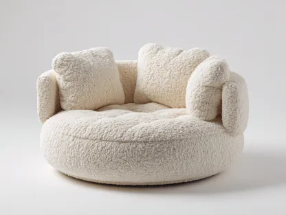 Fauteuil en tissu bouclé 115x115x82 cm - blanc cassé - design moderne