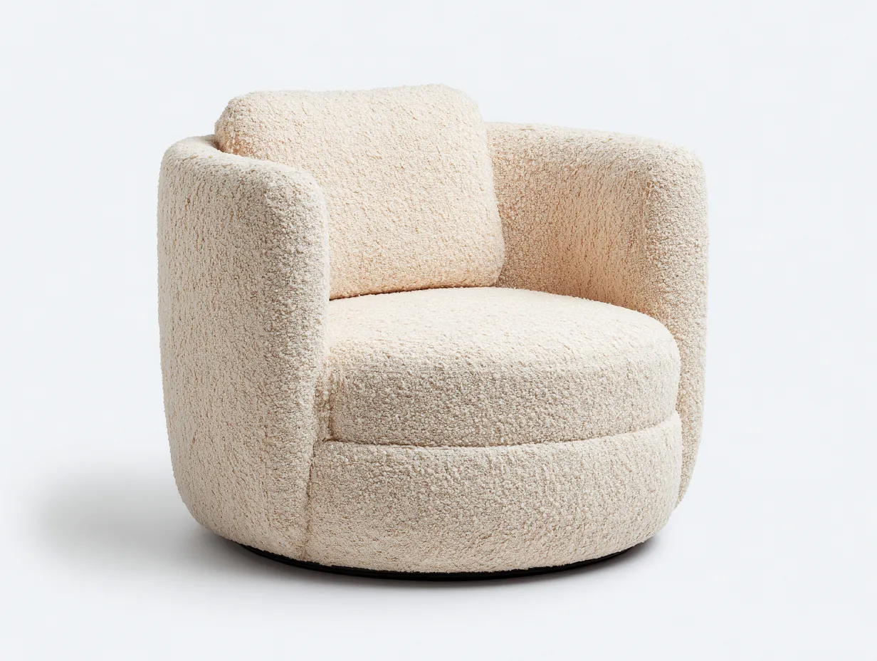 Fauteuil bouclé 85x85x78 cm - beige - style moderne