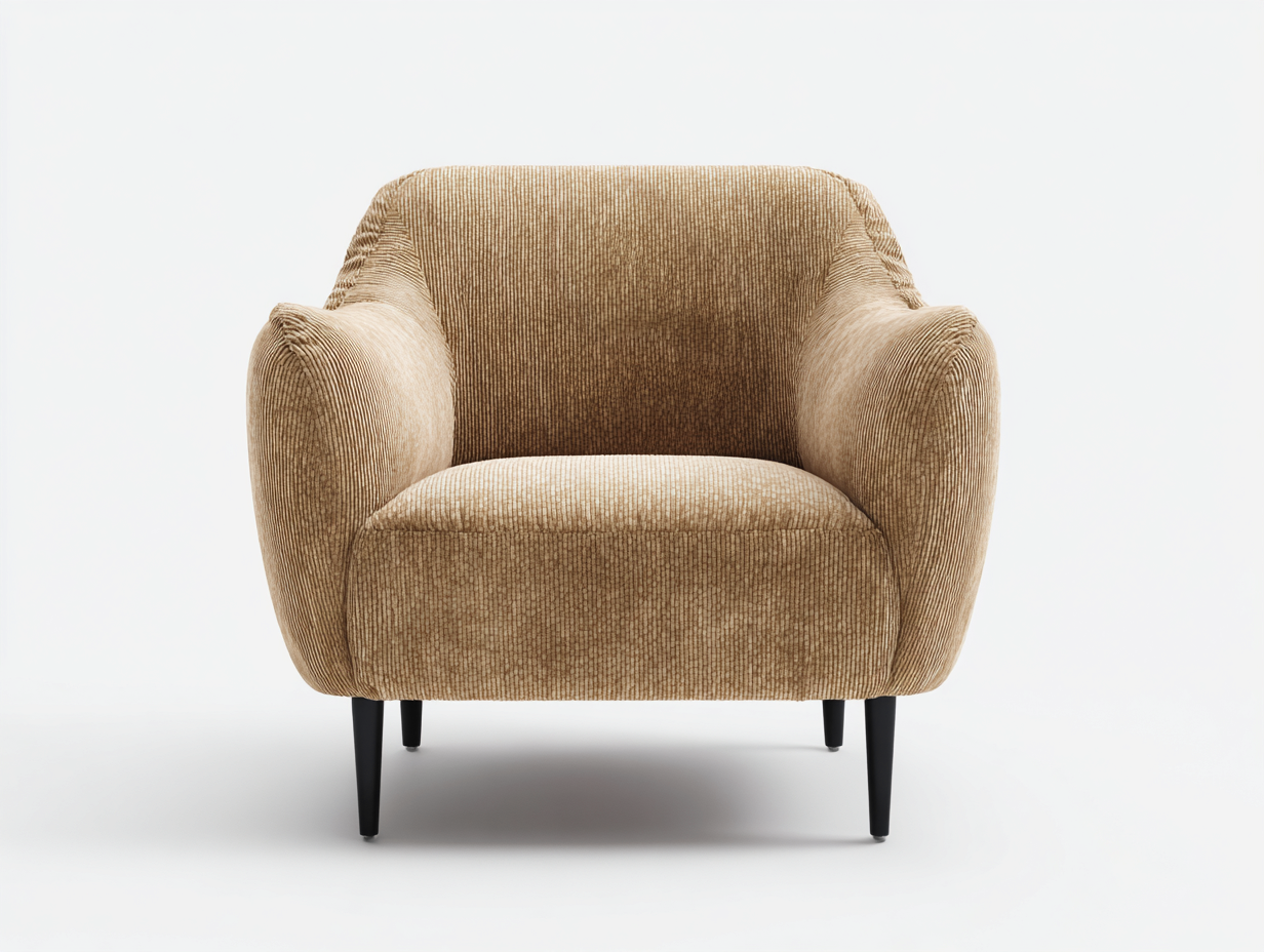 Fauteuil velours côtelé 82x78x85 cm - brun clair - style moderne