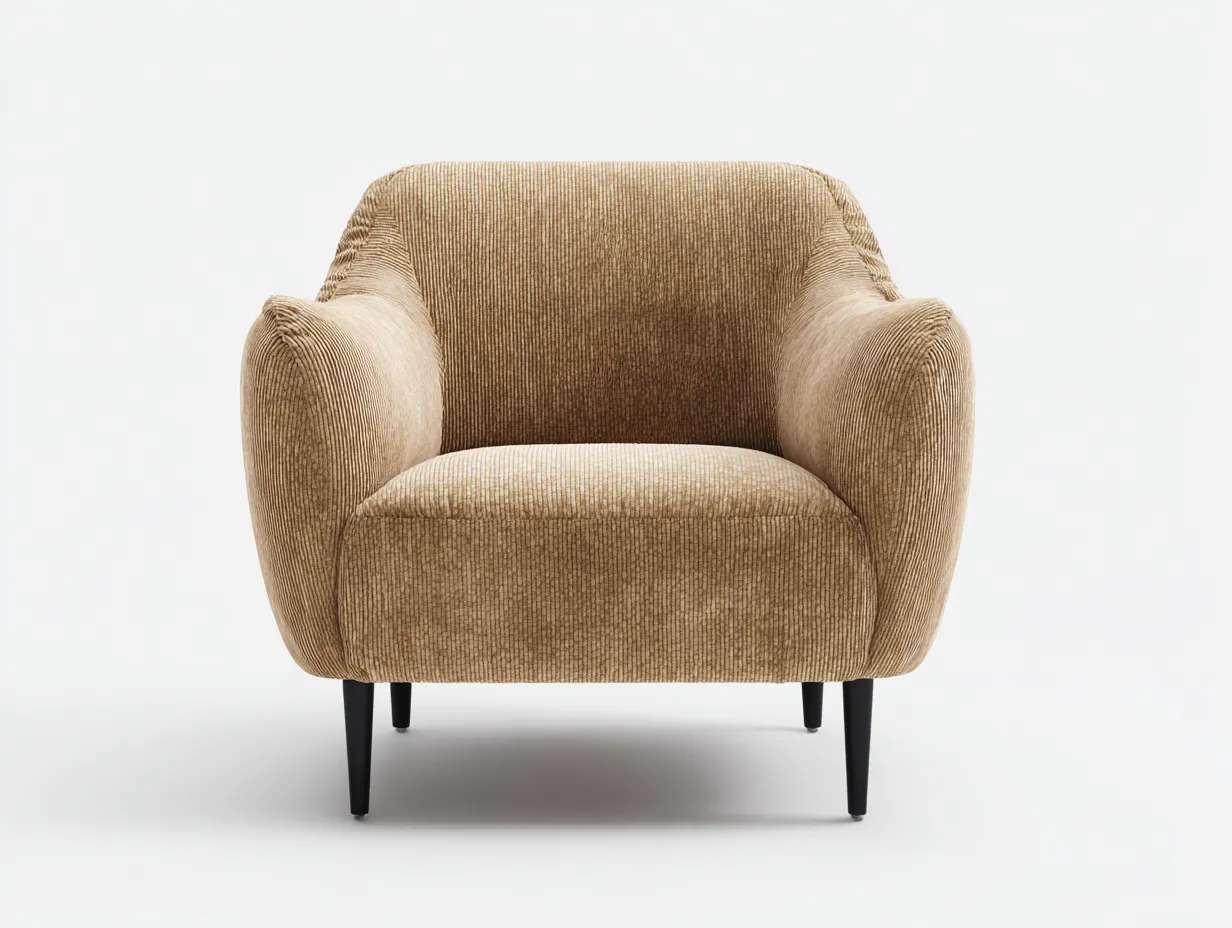 Fauteuil velours côtelé 82x78x85 cm - brun clair - style moderne