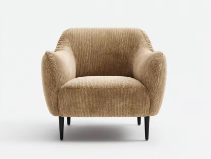 Fauteuil velours côtelé 82x78x85 cm - brun clair - style moderne