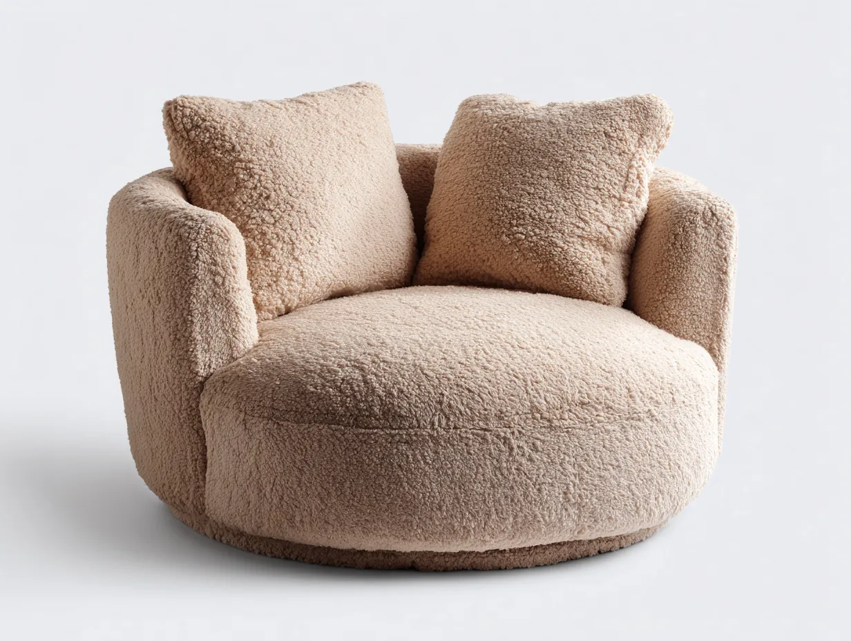 Fauteuil bouclé 95x95x82 cm - brun clair - style moderne