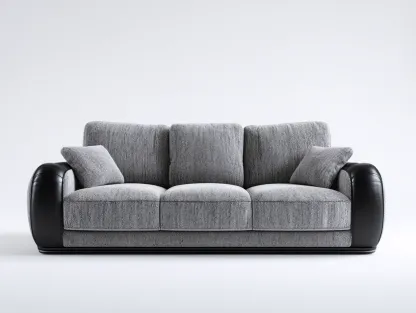 Canapé 3 places tissu et simili cuir 205x92x82 cm - gris/noir - design moderne