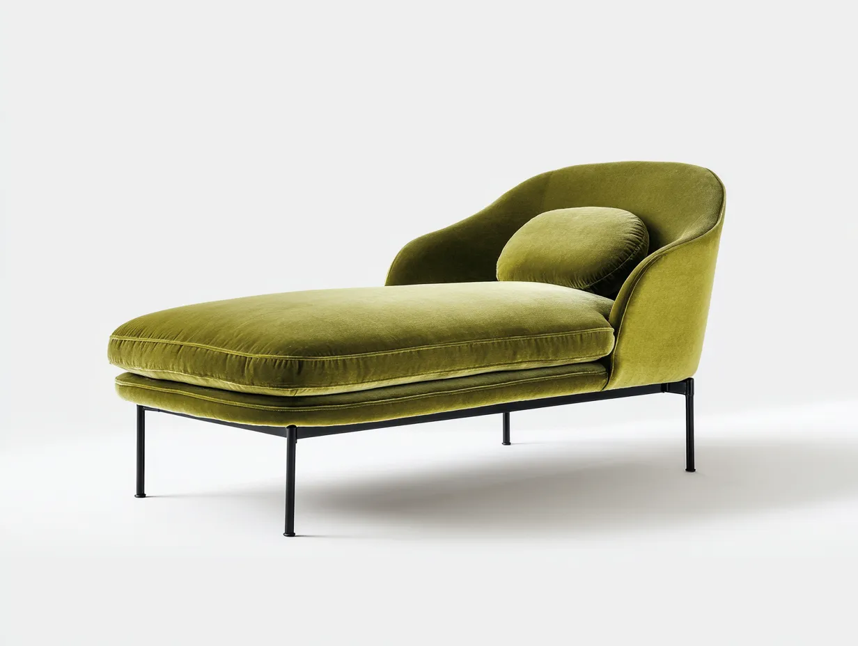 Chaise longue velours 160x80x80 cm - vert - design moderne