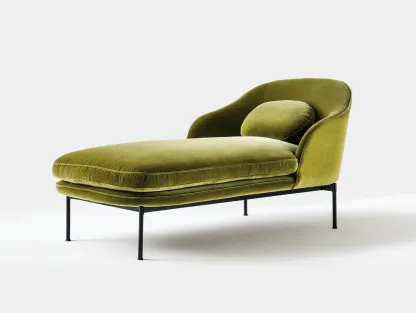 Chaise longue velours 160x80x80 cm - vert - design moderne
