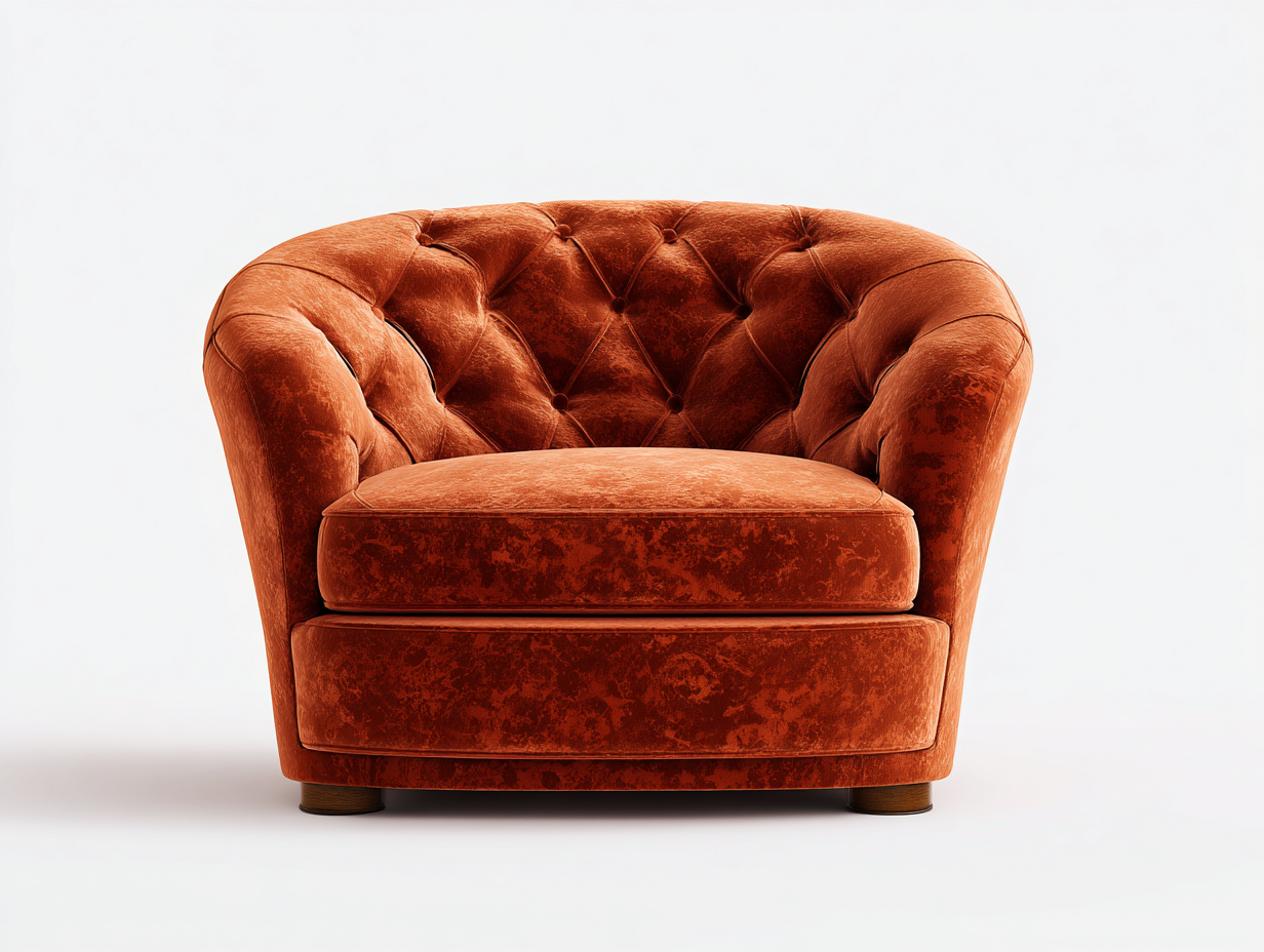 Fauteuil en velours 82x84x78 cm - orange - style classique