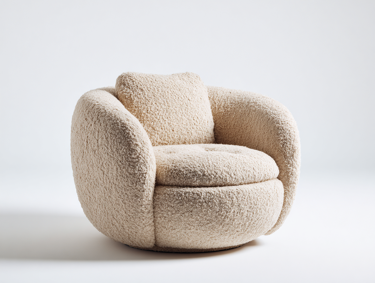 Fauteuil bouclé 90x90x80 cm - beige - style contemporain