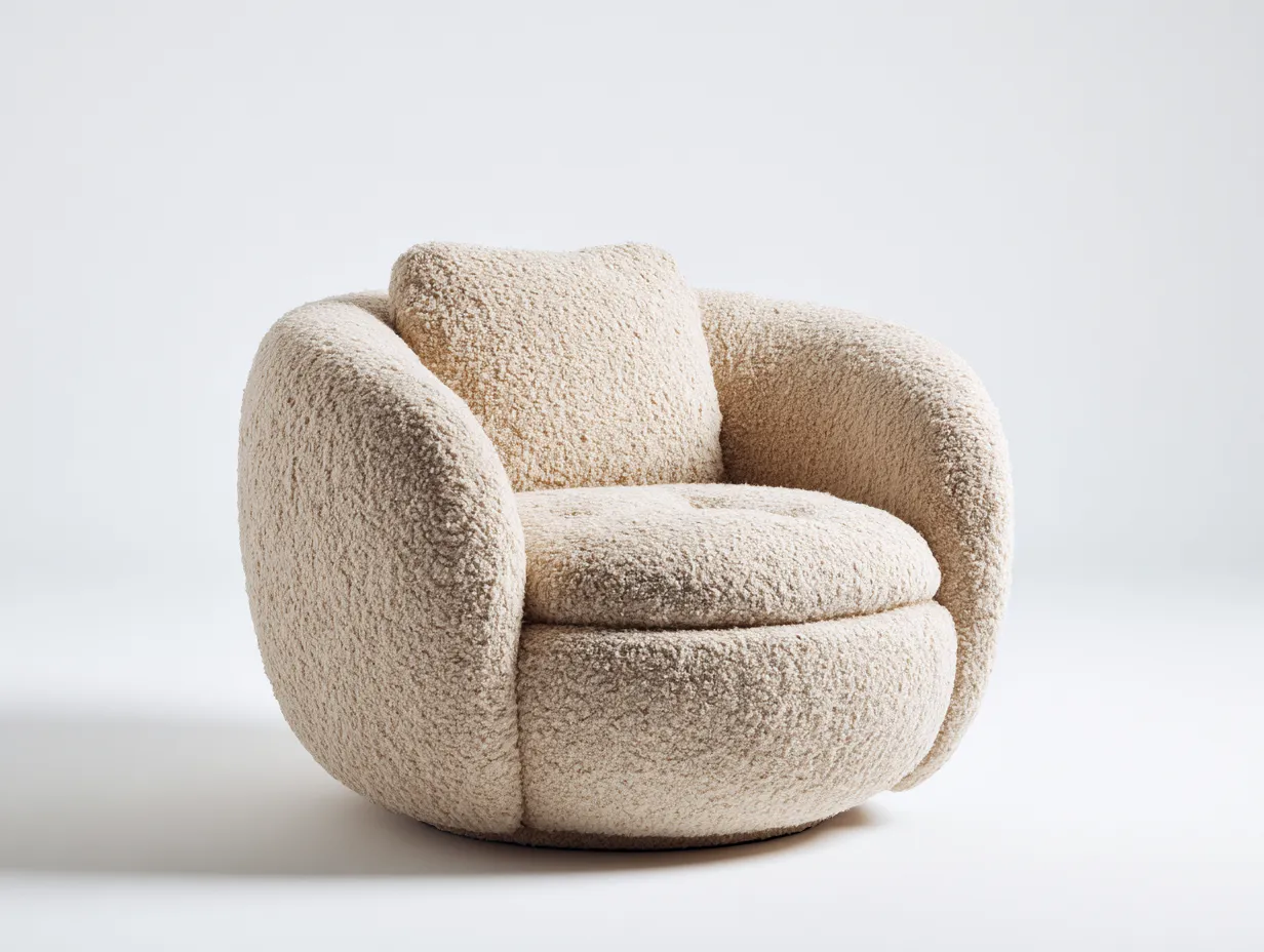 Fauteuil bouclé 90x90x80 cm - beige - style contemporain