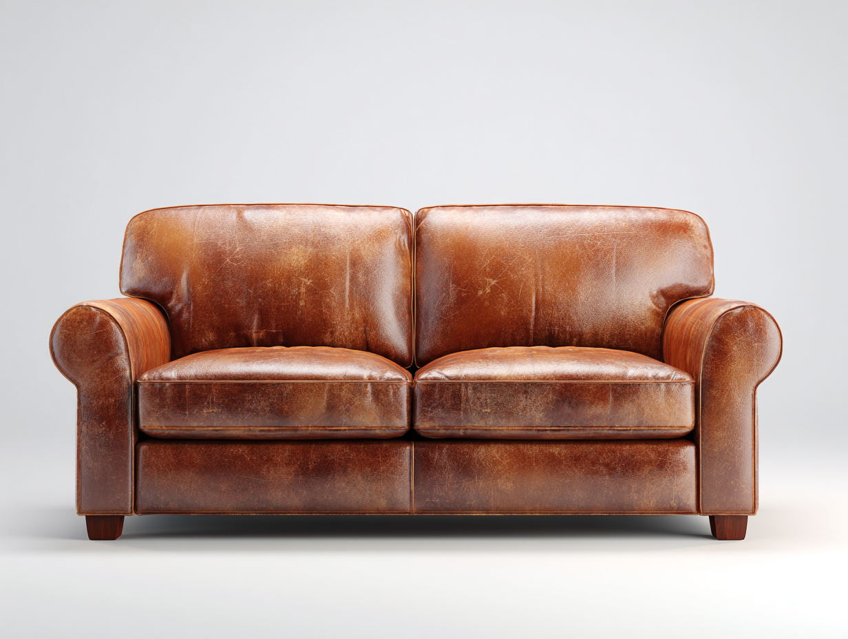 Canapé 2 places en cuir 160x92x88 cm - marron - style classique