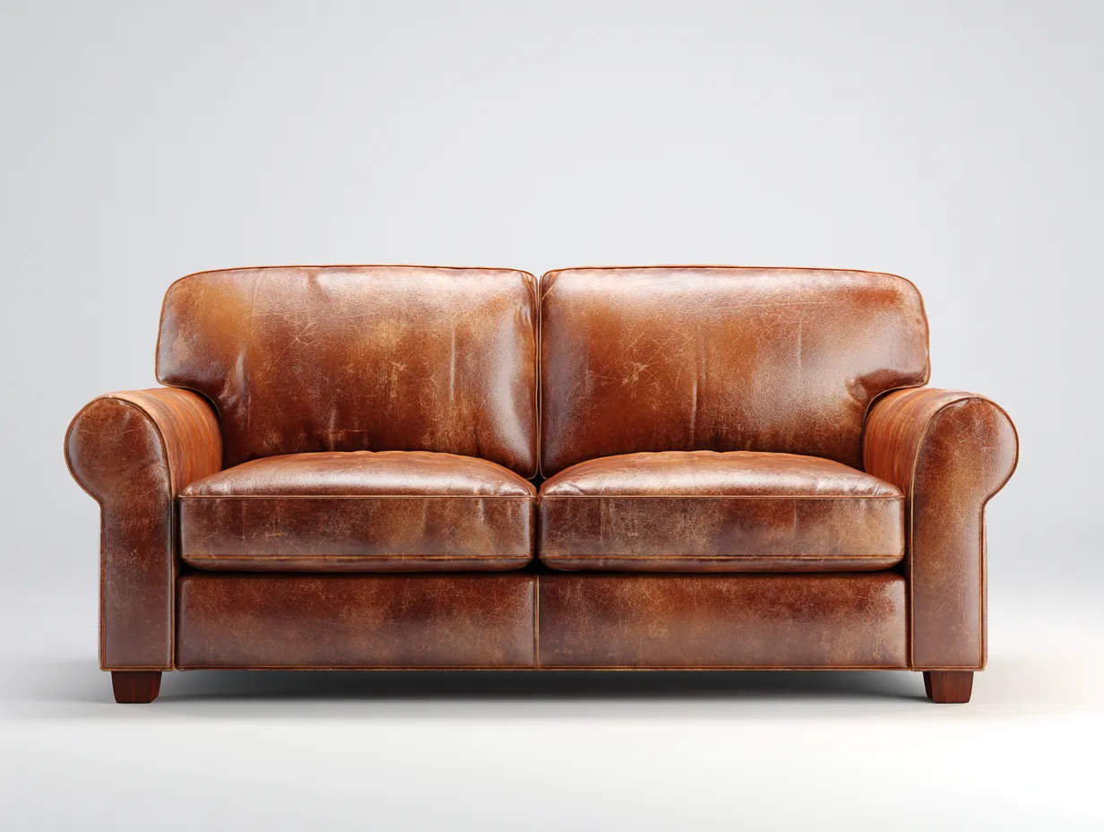 Canapé 2 places en cuir 160x92x88 cm - marron - style classique