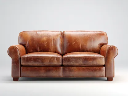 Canapé 2 places en cuir 160x92x88 cm - marron - style classique