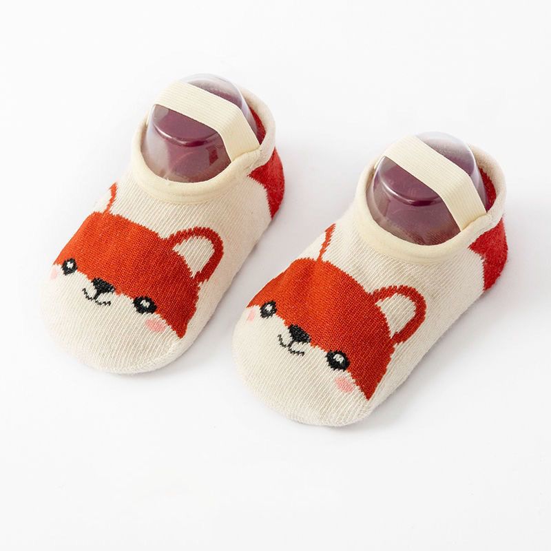 Fox Pattern Kid's Non-slip Strap Socks