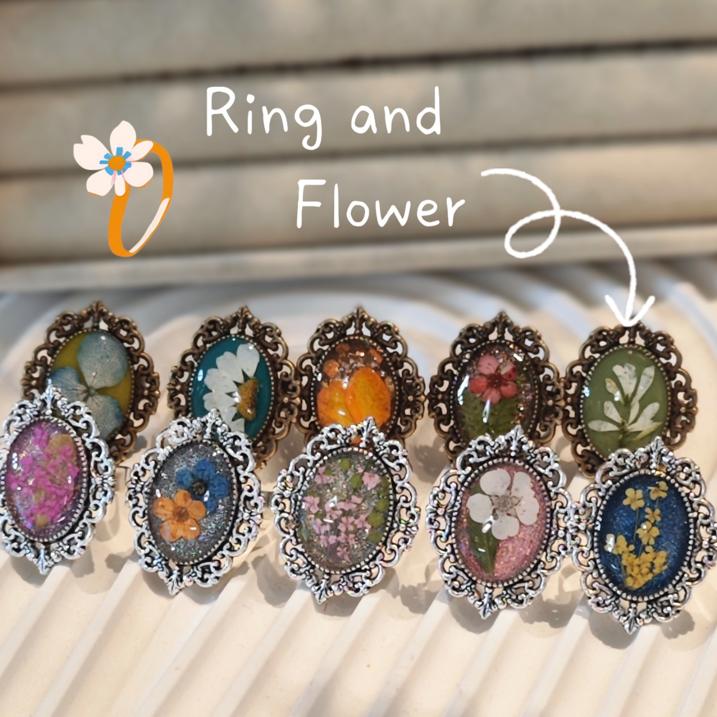 Vintage Palace Style Dried Flower Ring