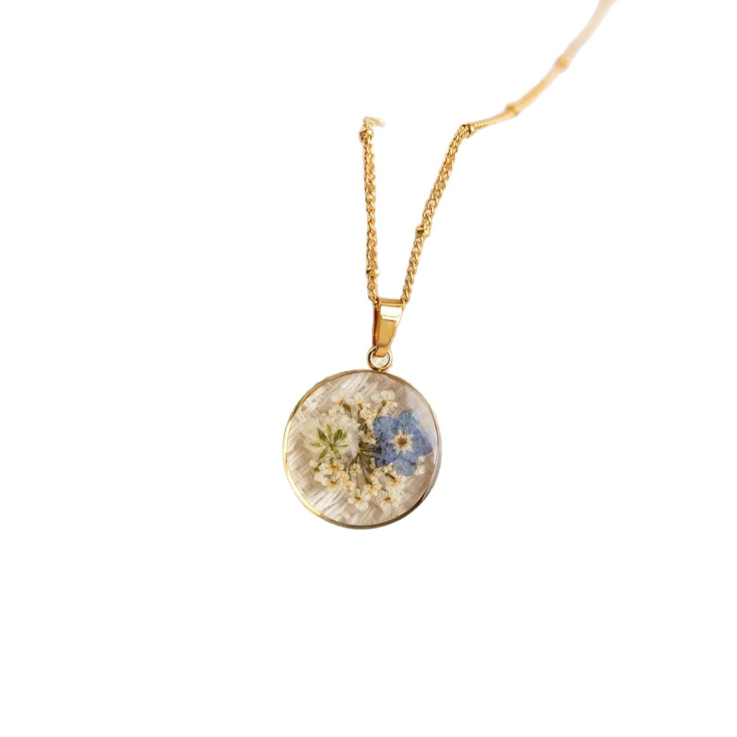 Handmade resin dried flower necklace