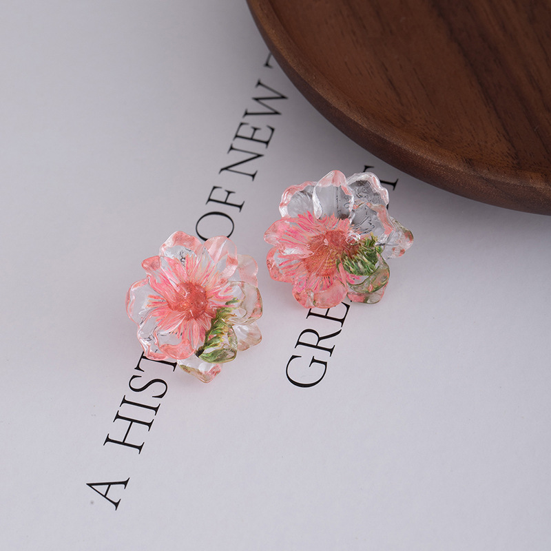 Small and fresh dried flower daisy resin earrings