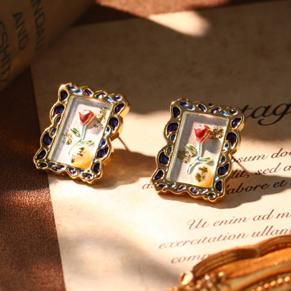 Monet oil painting earrings