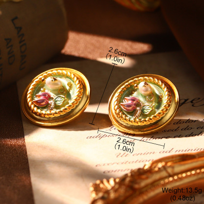 Monet oil painting earrings