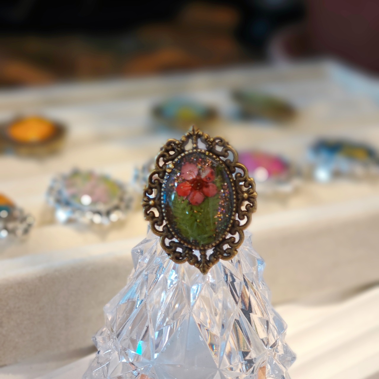 Vintage Palace Style Dried Flower Ring