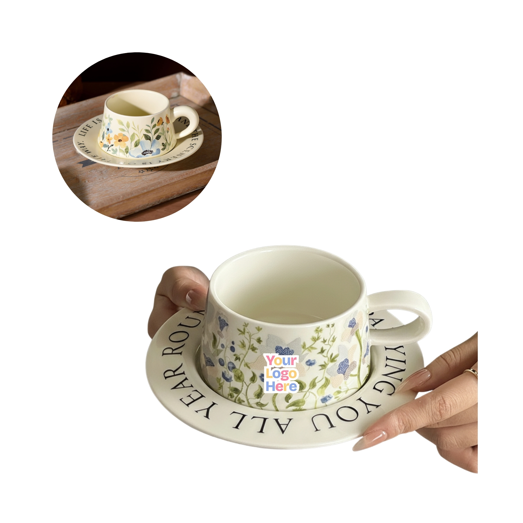 Portable Vintage Ceramic Coffee Cup