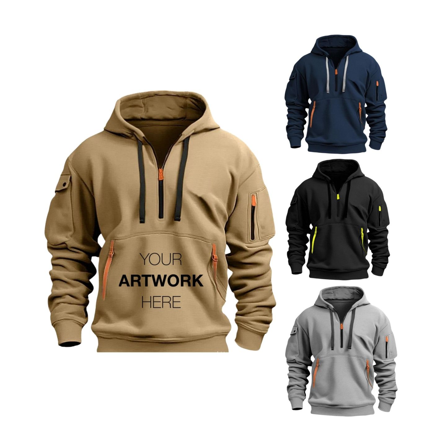 Men’s Quilted Quarter-Zip Pullover Sweatshirt