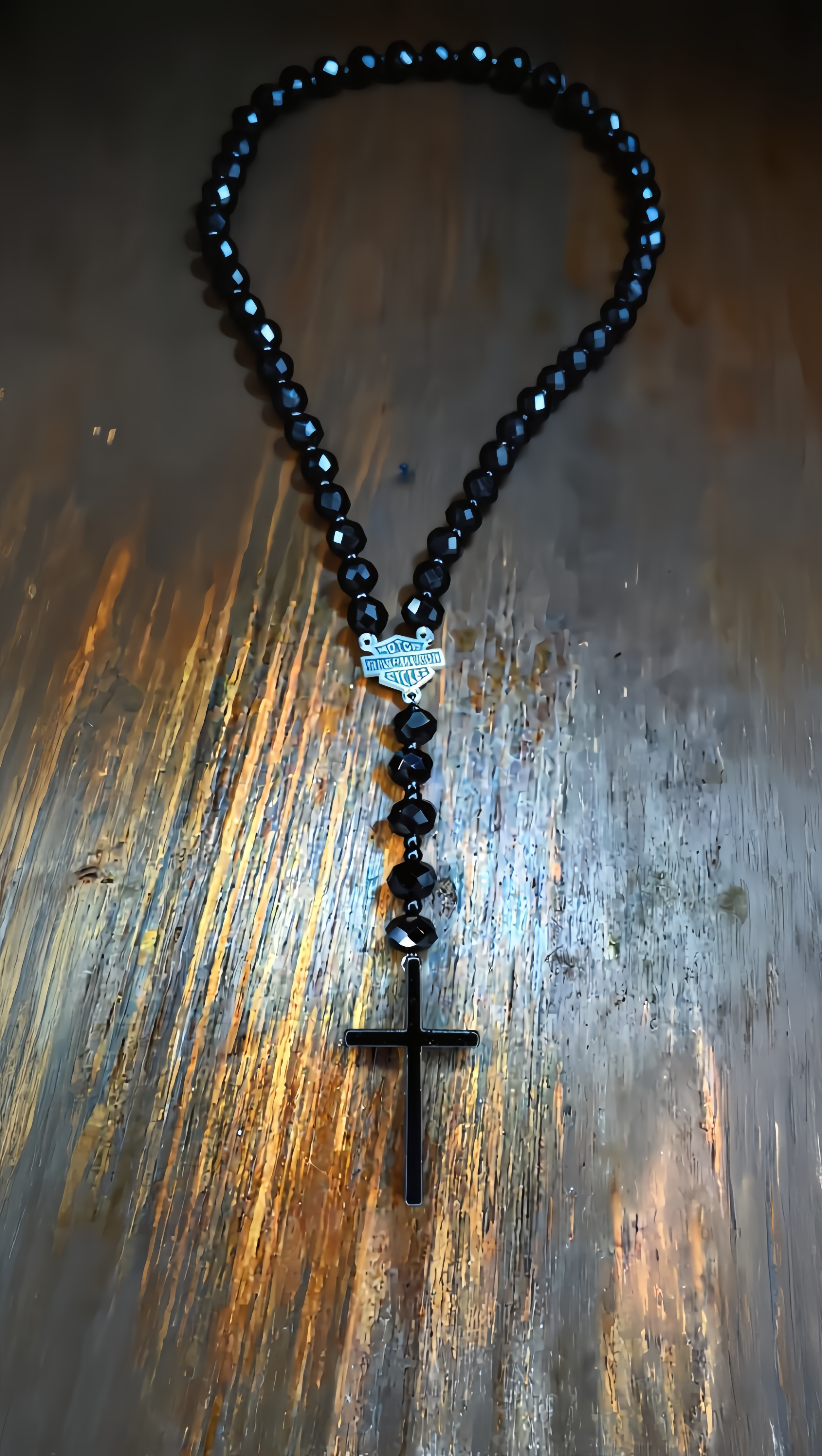 Motorcycle Theme Stone Bead Necklace