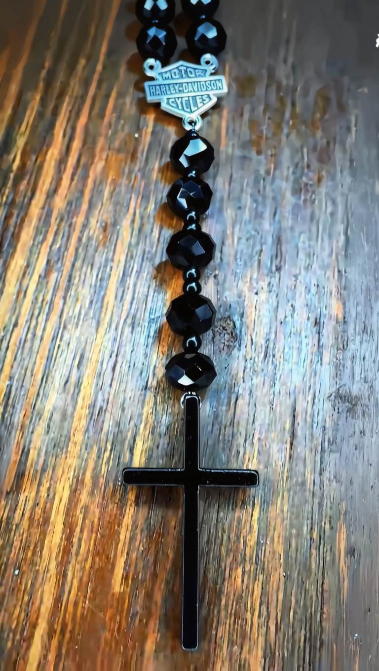 Motorcycle Theme Stone Bead Necklace