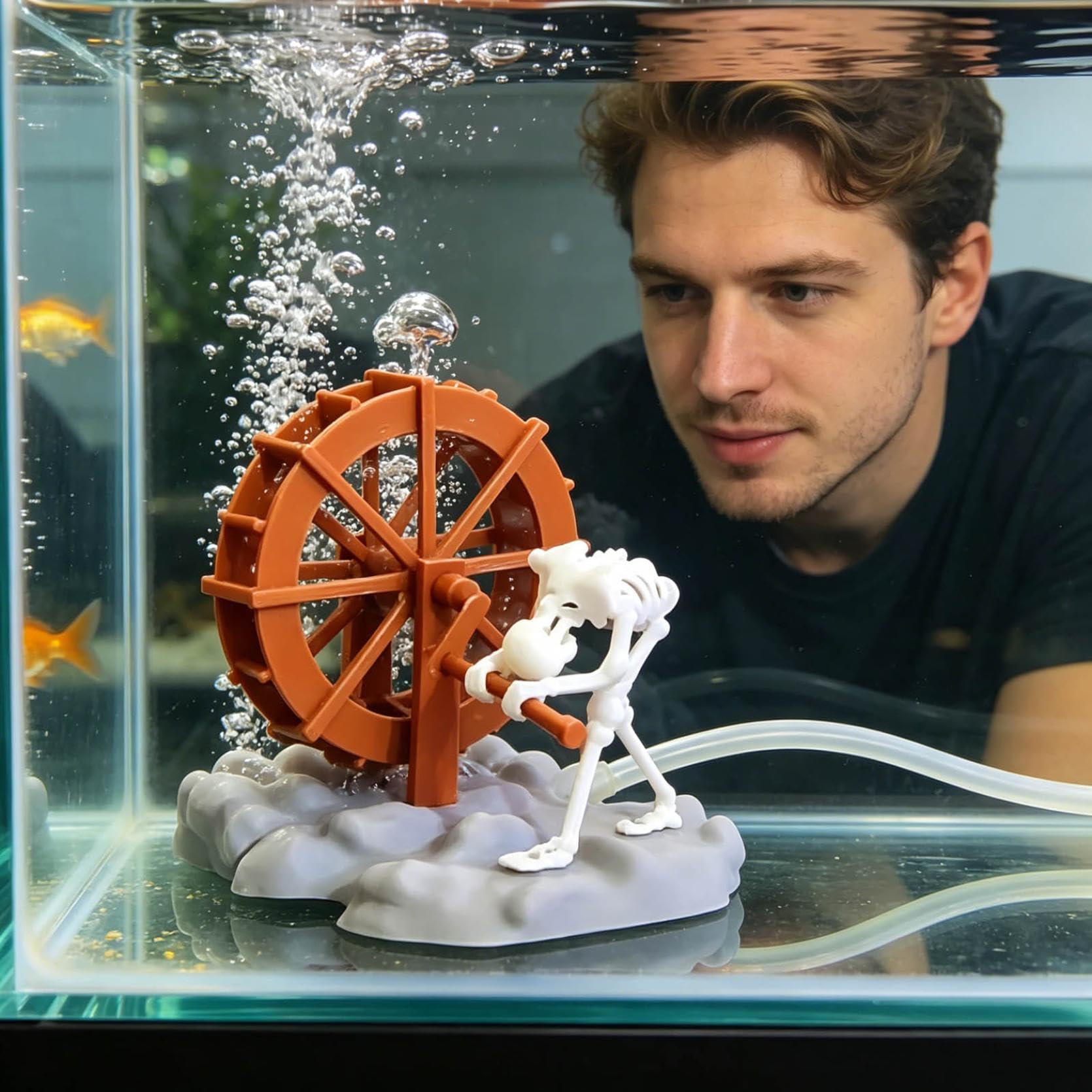 Halloween Animated Skeleton Fish Tank Decor