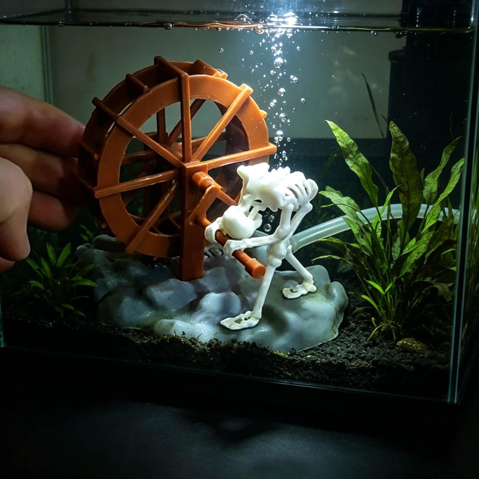 Halloween Animated Skeleton Fish Tank Decor