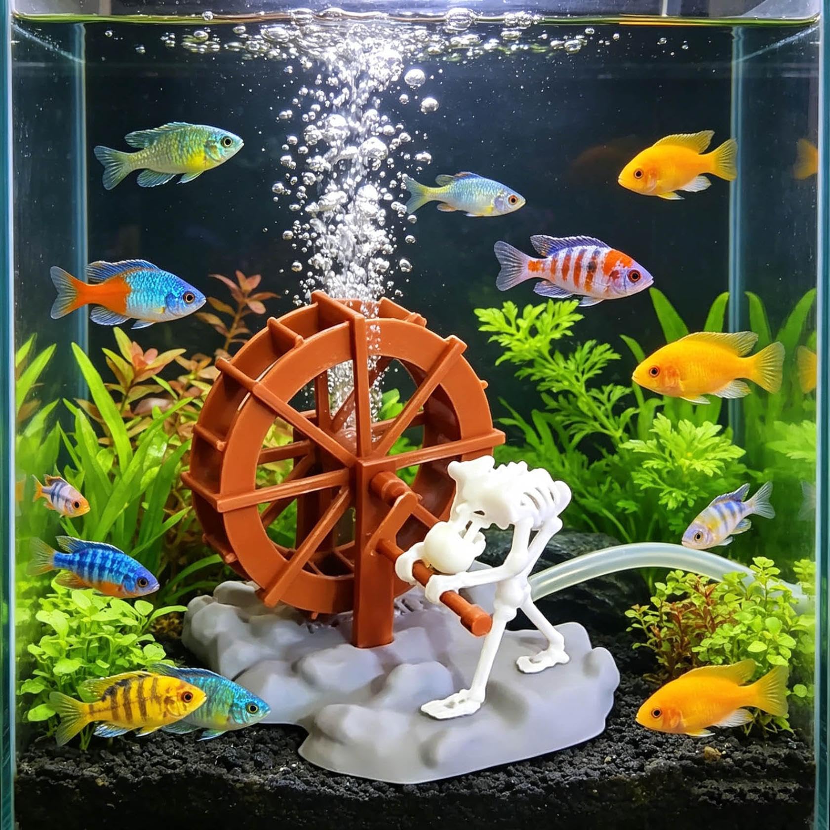 Halloween Animated Skeleton Fish Tank Decor