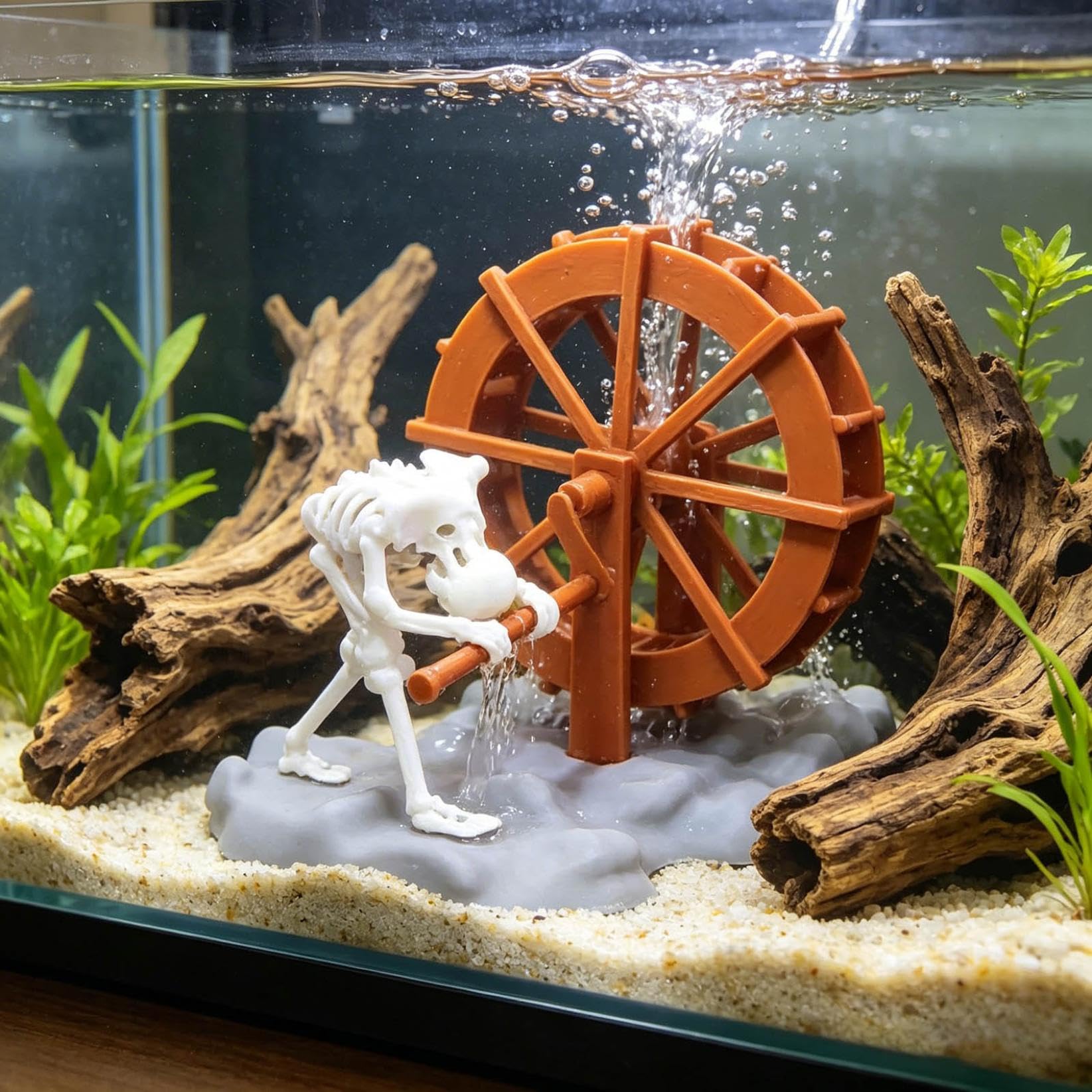 Halloween Animated Skeleton Fish Tank Decor