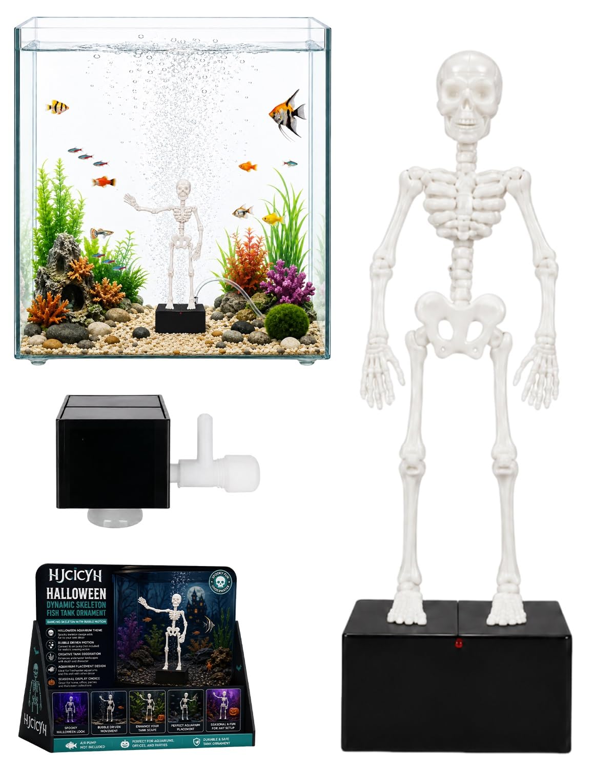 Halloween Animated Skeleton Fish Tank Decor