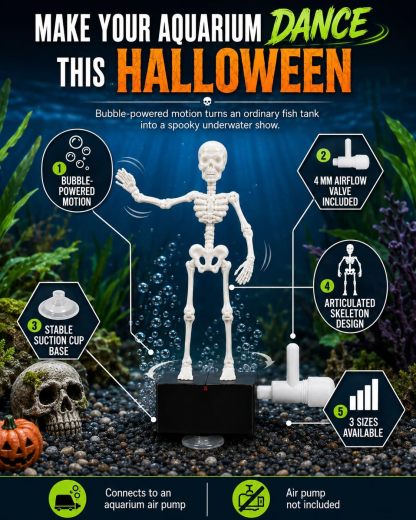 Halloween Animated Skeleton Fish Tank Decor