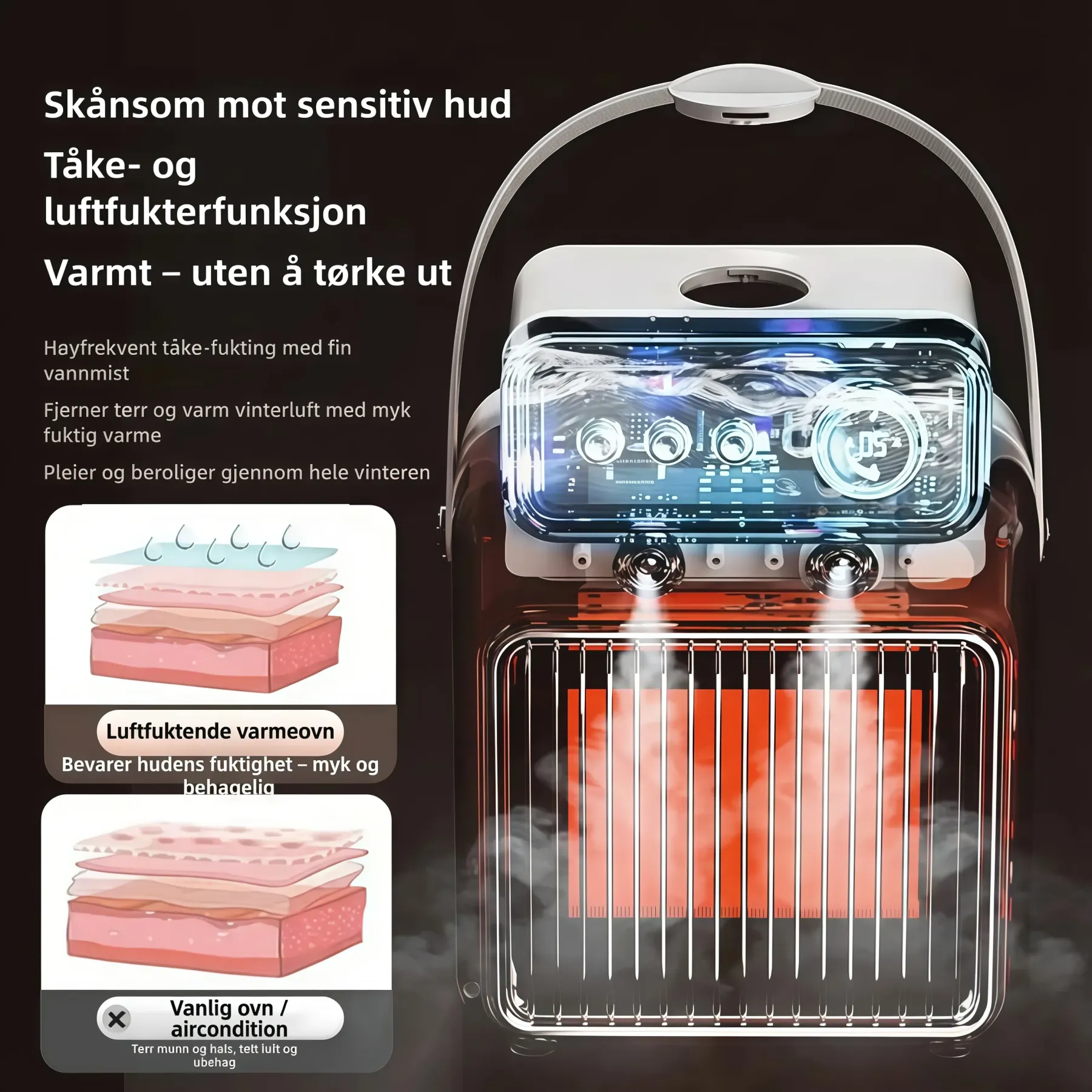 Varmevifte med luftfukter XH1202