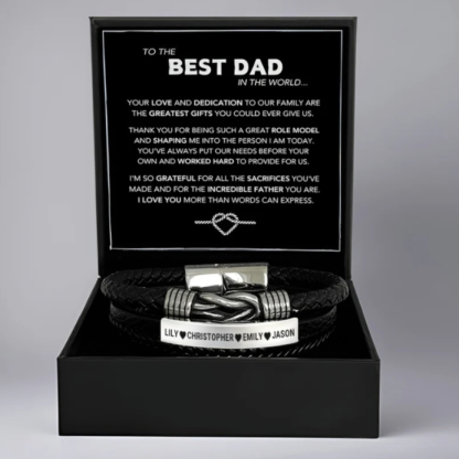 Forever connected, engraved with the surname Dad bracelet