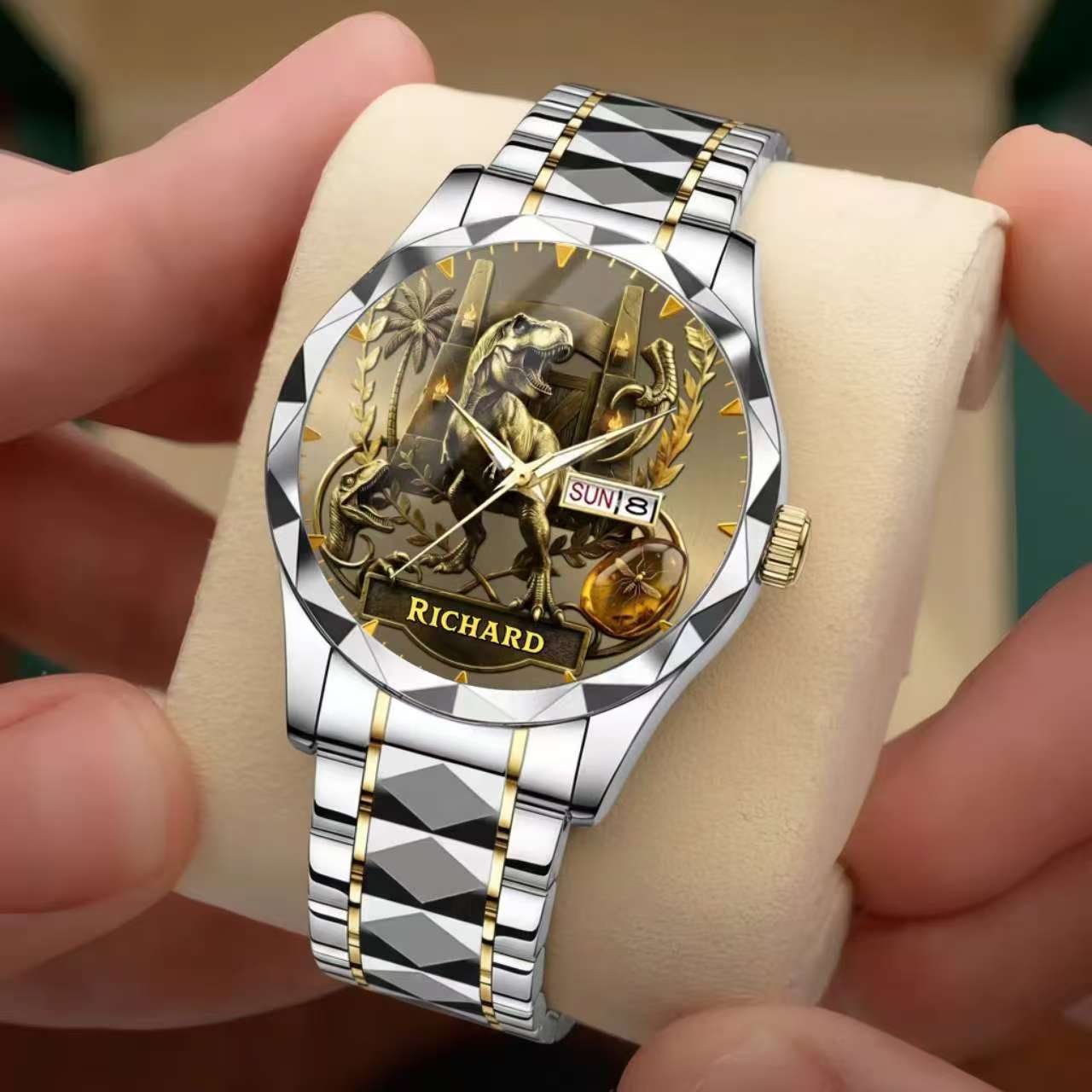 Personalized Dino Explorer T-Rex Watch – Add Your Name, Ancient World Theme