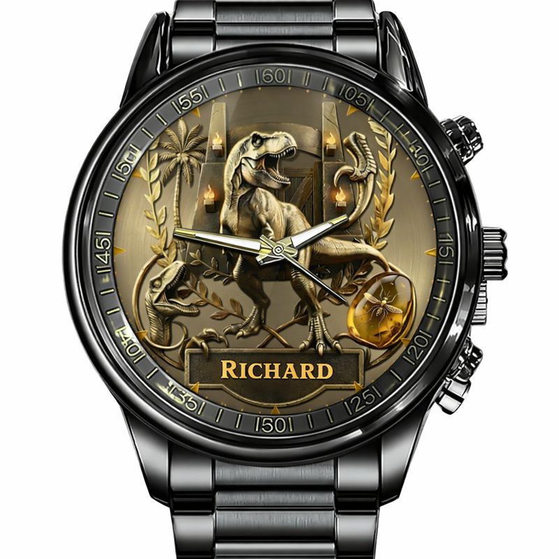 Personalized Dino Explorer T-Rex Watch – Add Your Name, Ancient World Theme