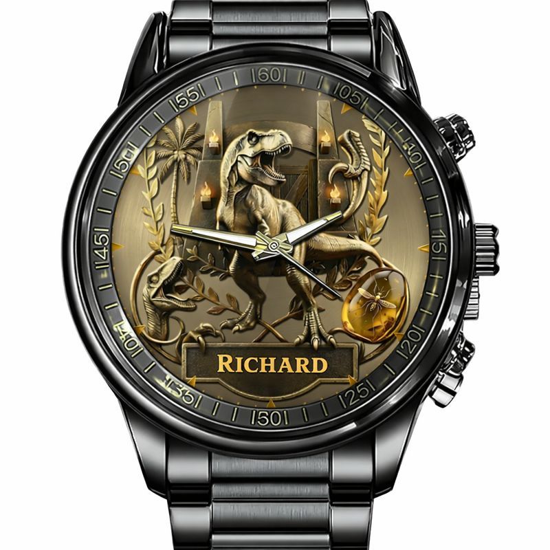 Personalized Dino Explorer T-Rex Watch – Add Your Name, Ancient World Theme
