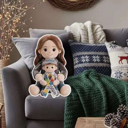 Autism Awareness Hug - Personalized Autism Awareness Faux Fur Shaped Pillow